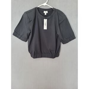 Terea Womens Charlee Elasticated Pullover Cropped Top Black Small